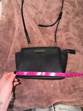 Michael Kors Black Saffiano Leather Crossbody with Gold Hardware